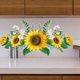 Sunflower Wall Stickers - Peel and Stick Yellow Sunflower Decor, Removable Waterproof Wall Decals for Home Living Room, Bath