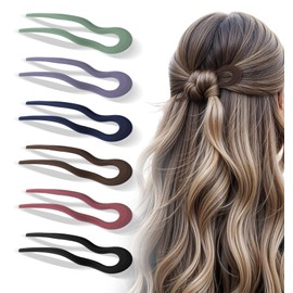 French Twist Hair Pin, 6 Pack 12.5 cm U Shaped French Pin, Hair Fork for Women, Girls, Thick Long Hairs (Multi-colored)