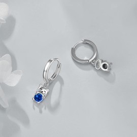 YFN Cat Earrings for Women Sterling Silver Cat Dangle Earrings Crystal Cat Jewellery Cats Gifts for Ladies Girls