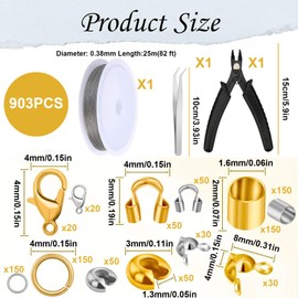 KUBDPQOR 900Pcs Jewelry Making Supplies, Open Jump Ring and Lobster Clasp Kit, Jewelry Findings Kit for Jewelry Making Supplies and Necklace Repair (Silver and Gold)