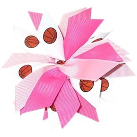 Basketball Pom, Made in the USA, White Pony Band (Hot Pink/Light Pink)