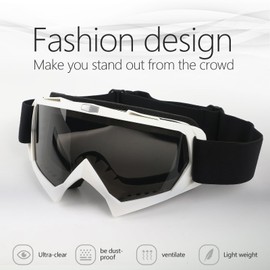 GGBuy Motorcycle Goggles ATV Dirt Bike Anti Scratch Motocross UV400 Protect Bendable Eyewear Off Road Dust proof Anti Fog Riding Goggles with Adjustable Strap &Color Lens