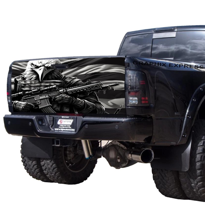 Graphix Express Tailgate Wrap American Flag Eagle Vinyl Graphic Decal