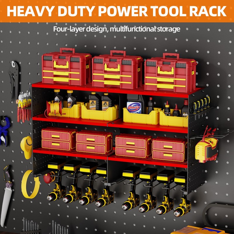 Dollate 4 Layer Power Tool Organizer Wall mount, 180Lbs Load