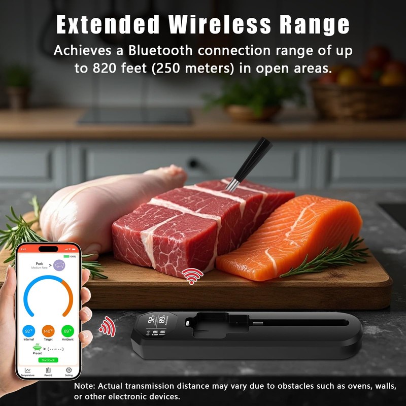 Smart Wireless Meat Thermometer – BBQ Thermometer 820-FT Bluetooth Wireless