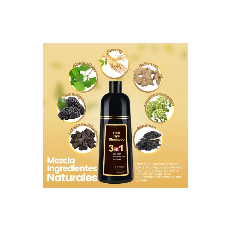 Shampoo Tinte Instantáneo Cubre Canas Natural Jengibre 500ml