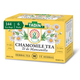 Tadin Chamomile Tea, Herbal Tea, Caffeine Free Tea, Tea Bags Individually Wrapped, 24 Tea Bags Per Box, Pack of 6