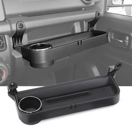 Grab Bar Tray Passenger Side Co-Pilot Handle Expansion Storage Tray Organizer Box Cup Holder Fit for Suzuki Jimny 2019-2025 Interior Accessories (Silver Ring)