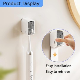 Toothbrush Holder Wall,Toothbrush Holder Wall Mounted with Toothbrush Storage Organizer for Shower Family and Travel 2PCS (2)