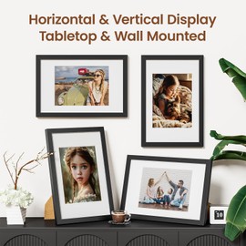 8x12 Black Picture Frame,Photo Frame Display Pictures 6x8 with Mat or 8x12 Without Mat,Picture Frames 8 x 12 with HD Plexiglass,for Postcard Diploma Poster Collage for Tabletop or Wall Mounted