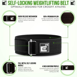 Self-Locking Weight Lifting Belt - Premium Weightlifting Belt for Serious Functional Fitness, Power Lifting, and Olympic Lifting Athletes (Large, Black)