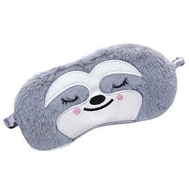 Laahoem Animal Sleep Eye Mask Cute Funny 3D Soft Fluffy Cartoon Eye Mask for Sleeping Travel Breathable Eyeshade Mask Kids Adult Women Sloth Gray