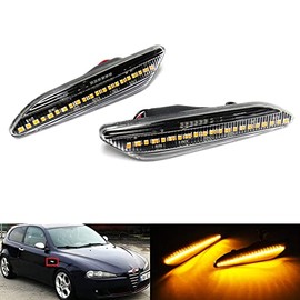 RZG 2x Clear Lens Side Indicator Amber LED Marker Repeater Light For 2005-10 AR 147 937 1997-06 AR 156 932 Delta 844 Tipo 356 Ypsilon 846