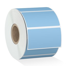 Misofuki 2.25" x 1.25" Blue Direct Thermal Barcode Labels 1000 Pcs for Zebra ZD410 ZD411 LP2824, 2-1/4x1-1/4 1 Roll Waterproof Strong Adhesive Perforated Return Address Labels Used with Rollo MUNBYN