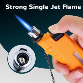 Laffizz 2 Pack Torch Lighter for Outdoor Refillable Butane Jet Flame Lighters Long Wand Torch Lighters for Camping Hiking Adventure Survival Tactical Gear Candle Grill BBQ (Without Gas)