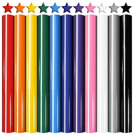 MJARTORIA Plotter Film Textile Flock Film for Plotter, Foam 3D Flock Film Plotter Textile Puff Vinyl, Vinyl Film Transfer Paper for Iron-On Plotter for DIY T-Shirt Leather (11 Pieces, Multi-Colour)