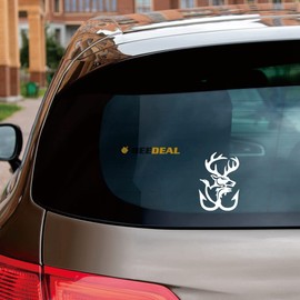 Hunting Life Deer Duck Fish Fishing Hooks Hunter Sticker Decal Vinyl - White 6 Inches - No Background Die Cut for Car Boat Laptop Cup
