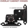 20 Pack Cabinet Hinges, Matte Black Self Closing Overlay Kitchen