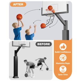 dexirona Basketball Return Attachment, Sturdy Metal Basketball Hoop Rebounder Attachment for Outdoor and Indoor Use, Basketball Hoop Accessories Ball Return, Great for Solo Play and Practice(BA01)