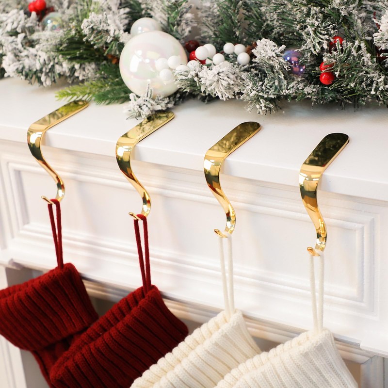 DOYOLLA Christmas Stocking Holders Xmas Fireplace Hanger Hooks Holiday Mantel