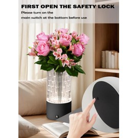 LHQOO Table Lamp Touch Lamps with Flower Vase 2-in-1, 3-Color Infinite Dimming Bedside Lamp, USB Rechargeable, Suitable for Bedroom, Study, and Holiday Decorations (Black)