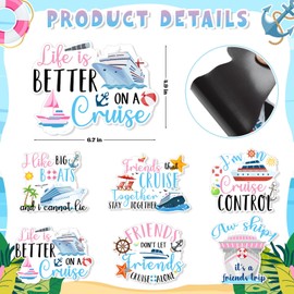 6Pcs Cruise Door Decorations Magnetic Friends Trip Cruise Door Magnets Reusable Funny Carnival Ship Magnets Sea Navigation Sticker for Ship Cabin Fridge Party Decor
