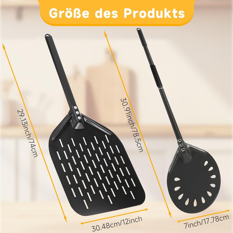 Pizza Peel and Pizza Spatula Set, Set of 2 Aluminium