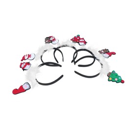 TOVINANNA 5pcs Xmas Hairband Set Fluffy Headband Festive Headwear Glitter Party Headdress Women's Hair Accessories for Party Random Style
