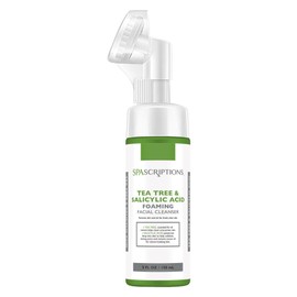 SpaScriptions Tea Tree & Salicylic Acid Foaming Facial Cleanser, pH Balanced, Non Comedogenic, Paraben Free, For All Skin Types, 5 fl oz / 150 mL