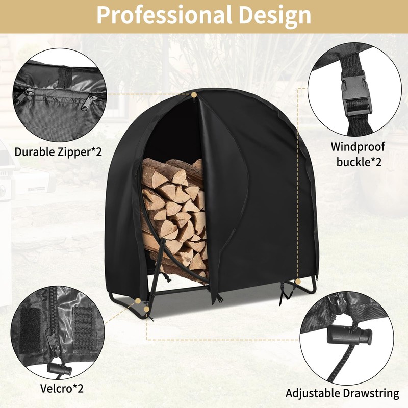 AKEfit 24 Inch Firewood Log Hoop Cover, Heavy Duty 600D