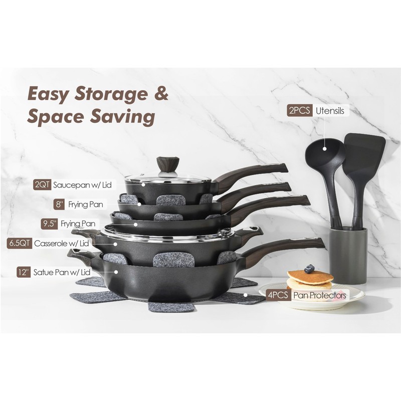SENSARTE Pots and Pans Set Non stick, Non toxic Healthy
