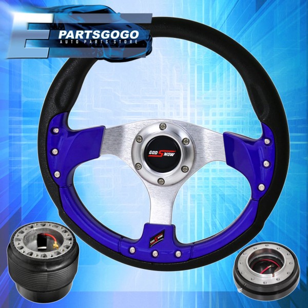 Epartsgogo Blue Fusion Style Steering Wheel + Hub Adapter +