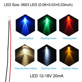 PATIKIL 12-18V 0603 Pre Wired LED Set,120Pcs 7.8" Pre-soldered Micro Surface Mount Device Light Emitting Diodes with Edge for Home Decor Model Build,Colorful