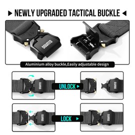 DOUNTO Quick Release Tactical Belt, Military Gun Belt Stretch Nylon Web Work Belt for Hiking Hunting Sports