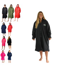 COR Surf Swim Parka for Youth and Adults | Heavy-Duty Towel-Lined Weatherproof Swimming Jacket for Men, Women, and Kids (Black - XL)