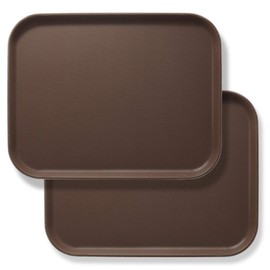 Jubilee 14" x 18" Rectangular Restaurant Serving Trays (Set of 2), Brown - NSF Certified Non-Slip Food Service Tray