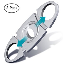 Cigar Cutters 2pcs/Pack, maxin Stainless Steel Super Sharp Guillotine Cutter with Double Blades Perfect for Robustos and Churchill Cigars.