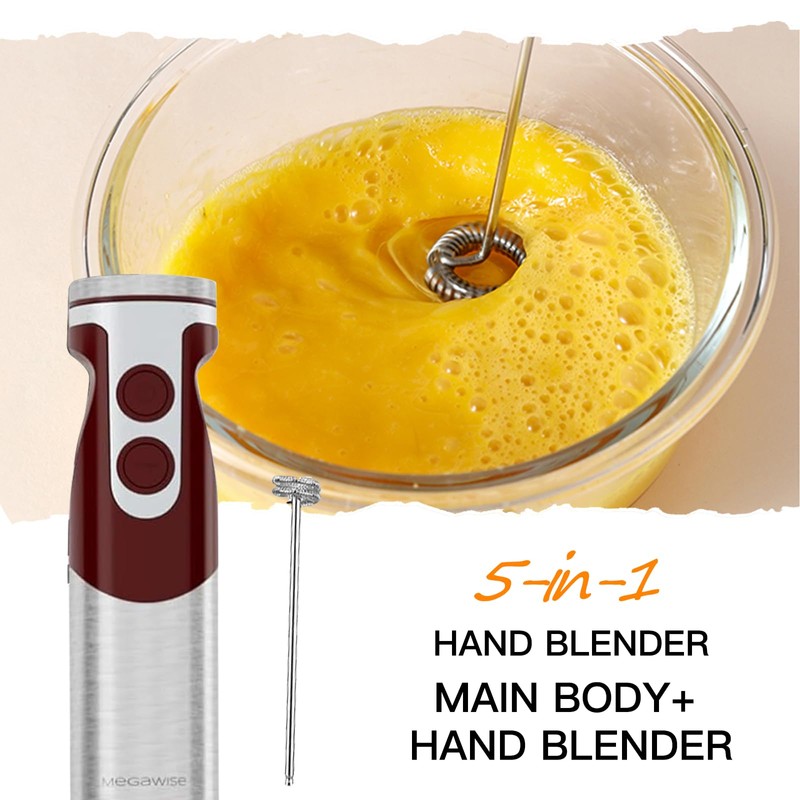 MegaWise Pro Titanium Reinforced 5-in-1 Immersion Hand Blender, Powerful Motor
