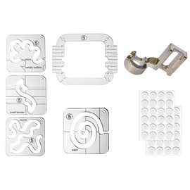 5pcs Free Motion Quilting Template Rulers 4pcs Quilting Ruler with Quilting Frame for Domestic Sewing Machine with Low Shank Ruler add 48pcs Non-Slip Grips (C)