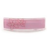 Light Pink Floral Plastic Barrette Hair Clip Grip - 10cm