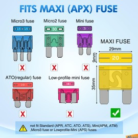 Gebildet 10Pcs Blade Fuses Maxi APX Replacement Fuses 20A for Cars Trucks RVs Boats Automotives Vehicle Campers SUV