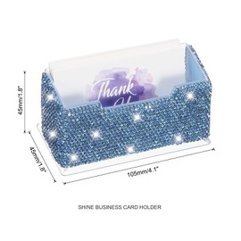 PATIKIL Rhinestone Business Card Holder, Crystal Business Card Holders Bling Business Card Organizer Display Stand for Desktop Desk Office Exhibition, Blue