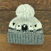 LOUDelephant Wool Knitted Bobble Hat with Sheep Design, gray, Einheitsgröße