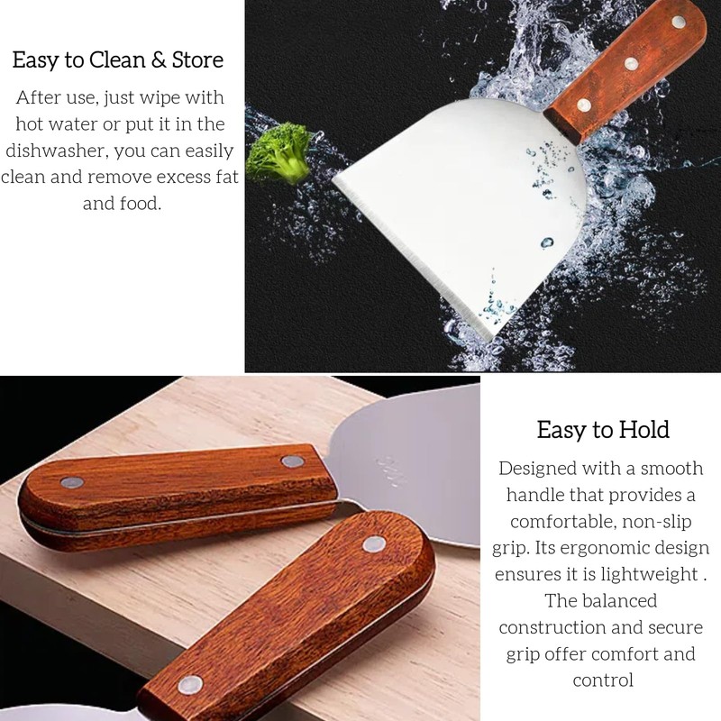 Cyoufine Middle Wide Griddle Scraper, 4 ''x 4 '' Smashed