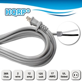 HQRP 36ft Shark Vacuum Power Cord Replacement, Compatible with Navigator Lift-Away Pro NV355 NV356 NV357 & Rotator NV501 NV502 NV450, UL Listed, Polarized Plug