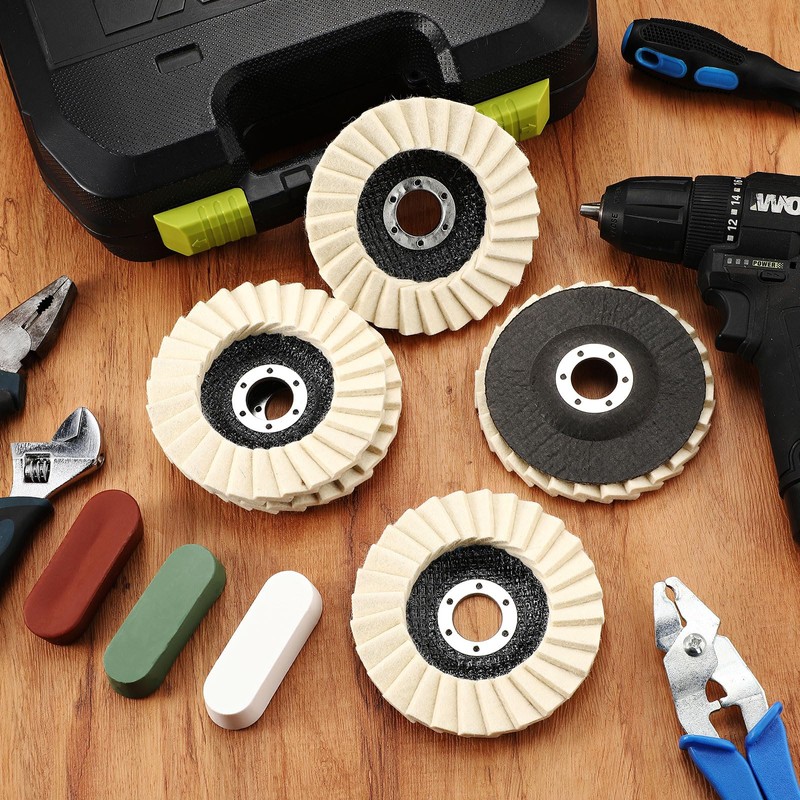 Heigble 8 Pcs Wool Polishing Wheel Disc and Polishing Compounds