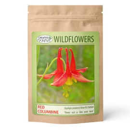 Red Columbine Wildflower Seeds – 1,450 Non-GMO Seeds | Vibrant Red & Yellow Blooms | Attracts Hummingbirds, Bees & Butterflies | Native Perennial Wildflower for Shaded Gardens - Created By Nature