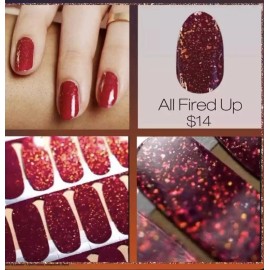 Color Street ALL FIRED UP Nail Polish Strips Red Glitter Prism FX