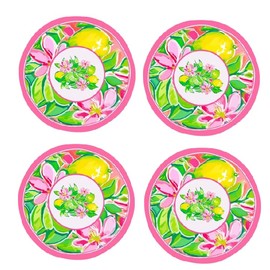 December Diamonds Preppy Lemon Melamine Plates 4 Colorful 10.5 Inch Durable Reusable Party Dinner Plates