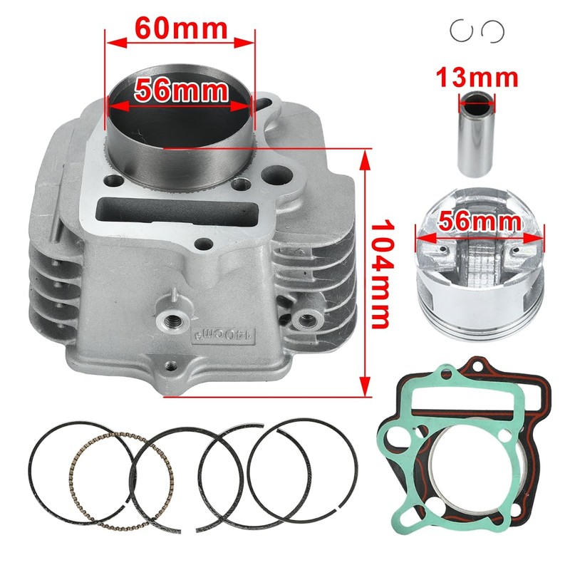 YX140 Cylinder Head Assembly Kit + Cylinder Piston Ring Gasket